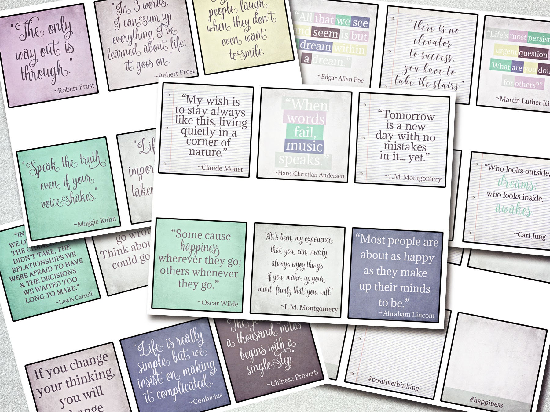 Positive Thinking Cards Instant Download Quote Cards | Etsy