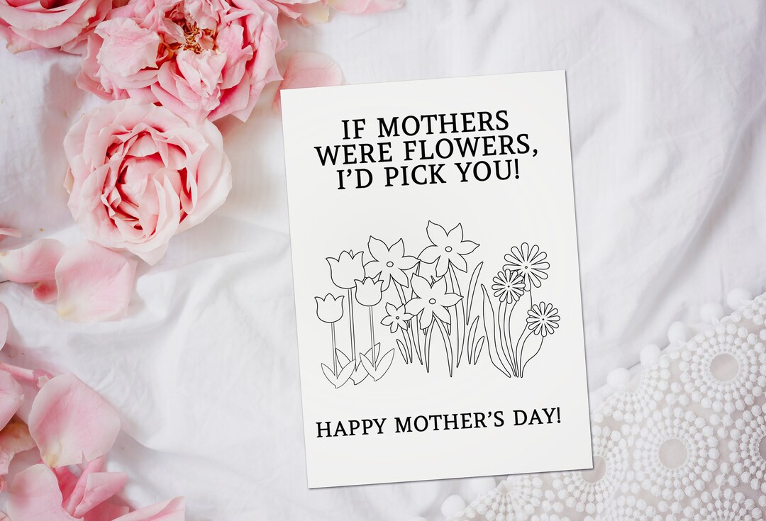 Printable Mother's Day Card for Mom From Daughter or Son, Kids Coloring ...