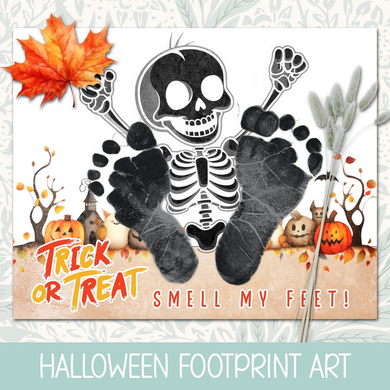 Skeleton Footprint Art: Kids Halloween Craft (digital Download) - Etsy