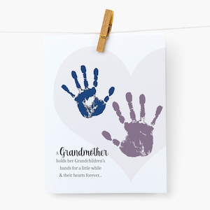 Mothers Day Handprint Art for Grandma from grandkids, Personalized Birthday Gift for Grandmother from grandchildren, DIY Kids Craft