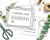 Printable Book Grandpa, Kids Coloring Pages, Personalized Fathers Day Gift from Grandson, Instant Download Birthday Card, Children Craft Kit