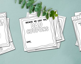 Cupones imprimibles para papá, regalo personalizado del día del padre para papá de hijo, regalos de cumpleaños creativos para papá de hija, descarga instantánea