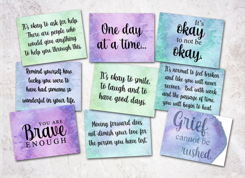 Grief Affirmation Cards, Printable Therapy Cards with Grief Quotes, Sympathy gift for widow, Loss of Mother gifts, Death of loved one image 8