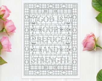Psalm 46 Coloring Page for Adults - Bible Verse Coloring Page