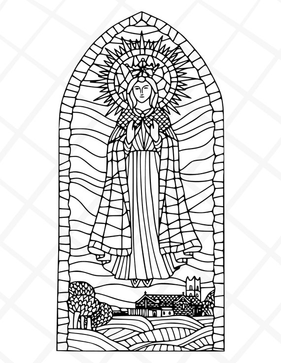 Catholic Adult Coloring Page Our Lady of Knock - Etsy