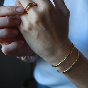 Gold Vermeil textured stacking ring set, gold plated stacking ring image 2