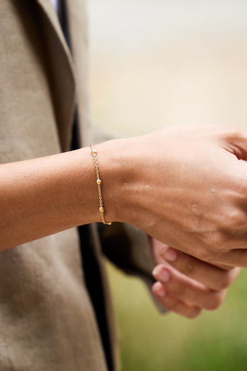 Gold Beaded Bracelet image 1