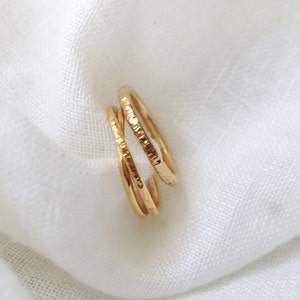 Gold Vermeil textured stacking ring set, gold plated stacking ring image 1