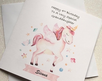 Happy Birthday Unicorn handmade card 1st/ 2nd/ 3rd/ 4th/ 5th/ 6th/ 7th/ 8th/ 9th/10th... handmade and personalised with age and name