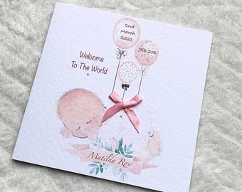 New Baby Girl/ Baby Boy/ handmade personalised card/ Daughter/son/ grandson/ granddaughter/ handmade and personalised/ Congratulations card