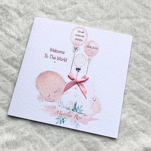 New Baby Girl/ Baby Boy/ handmade personalised card/ Daughter/son/ grandson/ granddaughter/ handmade and personalised/ Congratulations card image 1