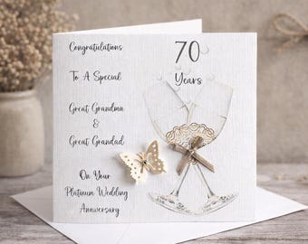 Platinum Wedding Anniversary card/ Personalised Mum, Dad, Gran, Grandpa, Uncle, Aunt etc, Names only. / Platinum anniversary Gift/ 70th.