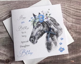 Birthday Horse card / daughter/ goddaughter/ Granddaughter/ niece/ sister// cousin/ friend/ any age, any relation. unique birthday gift