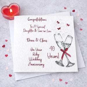 Ruby Happy Wedding Anniversary card,40th anniversaryCard,Ruby Wedding Anniversary Card,Personalised, Friends, couple, Mum, Dad, etc.