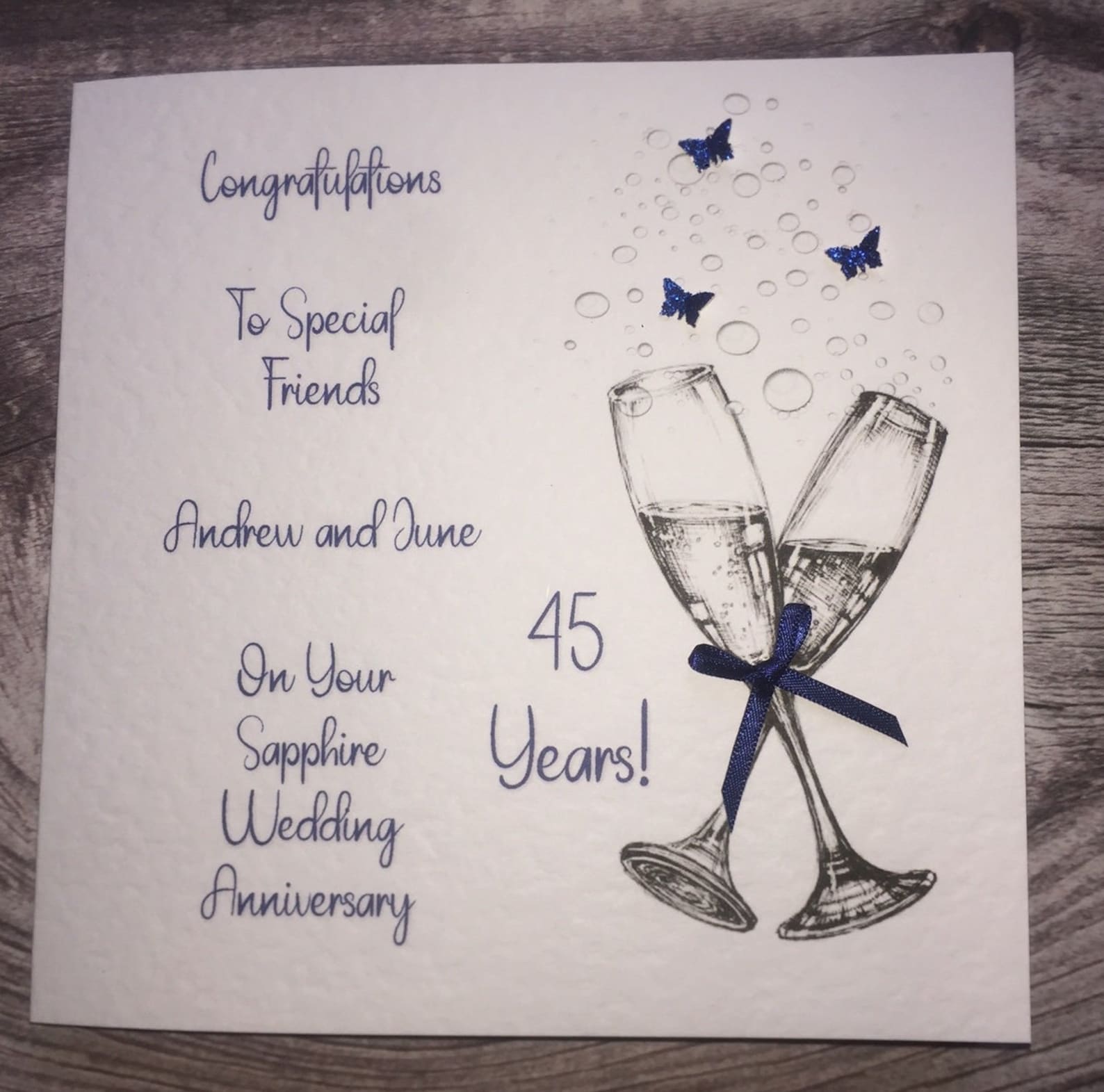 SAPPHRE Annversary Card-personalsed-45th Weddng Annversary Card - View #5