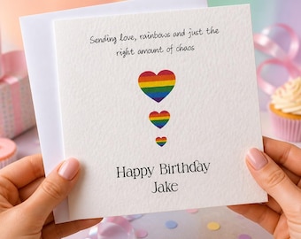 Personalised LGBTQ+ Birthday Card | Rainbow Pride Birthday Card | Funny Gay Birthday Card | Custom Name Card | LGBTQ Gift for Friend
