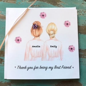 Best Friend Thank You Card Handmade and Personalised Friends, Just ...
