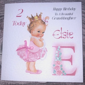 Girls pretty Happy Birthday card Handmade with personalisation, any age or relation can be added.
