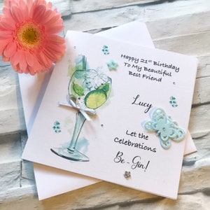 Gin Happy birthday/ Mum/ Sister/ Grandma/ Auntie/ Aunty/ Aunt/ Sister-In-Law/ Friend/ My Bestie/ gin handmade personalised card