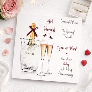 Ruby Wedding Anniversary Card |40th Anniversary Card, 40 Years Anniversary Card, Personalised with Names And any Relation.