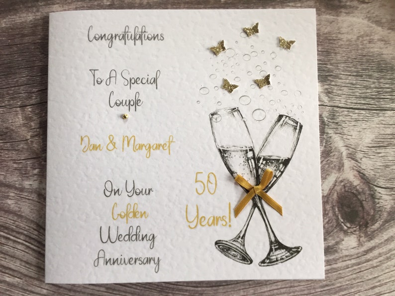 Golden Wedding Anniversary/celebrate Handmade Card. 50th Etsy UK