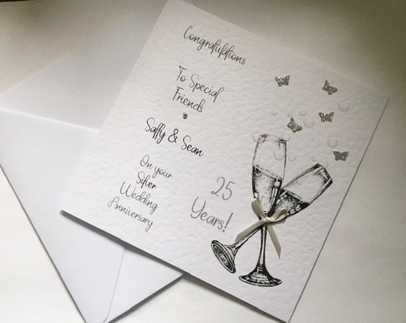 Silver Wedding Anniversary Card/ Handmade and Personalised/ - Etsy UK