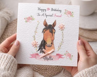 Personalised Birthday Card ,Horse Girl's Card,Equine Card,Personalised Name,Age And Relation,Daughter,Granddaughter,Sister,Niece,Friend etc
