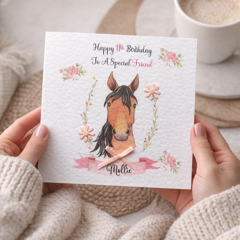 Personalised Birthday Card ,Horse Girl's Card,Equine Card,Personalised Name,Age And Relation,Daughter,Granddaughter,Sister,Niece,Friend etc image 1