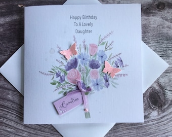 Happy birthday female card Handmade and personalised/ mum/ sister/ daughter/ cousin / friend/ any age can be added if required.