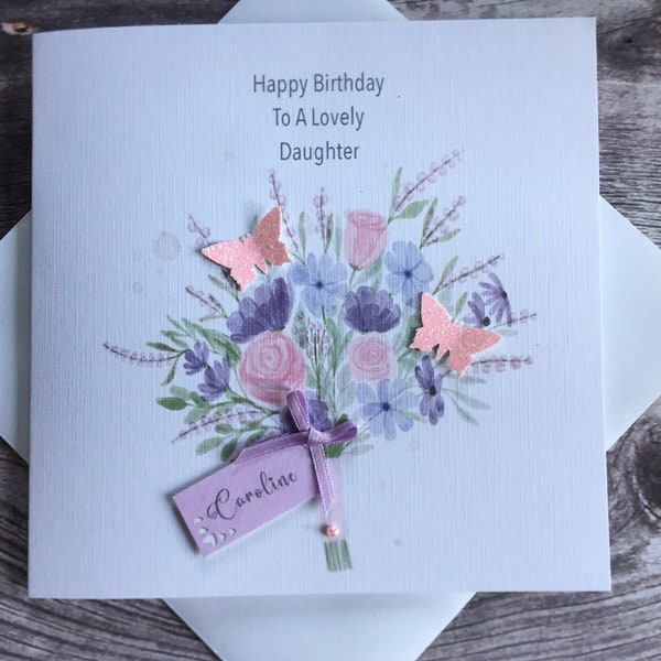 Happy birthday female card Handmade and personalised/ mum/ sister/ daughter/ cousin / friend/ any age can be added if required.