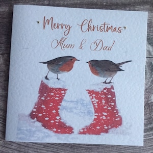 Merry Christmas Robin card for grandpa, grandma, nanny, mum, dad, sister, brother, friend ... handmade and personalised