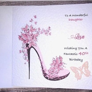 Pink Heel Shoe birthday card/Female/Friend/Mum/Daughter/Sister/Niece/Cousin/ Bestie/16th/18th/ 21st/ 30th/ 40th/ 50th/Any Age/For Her,Female