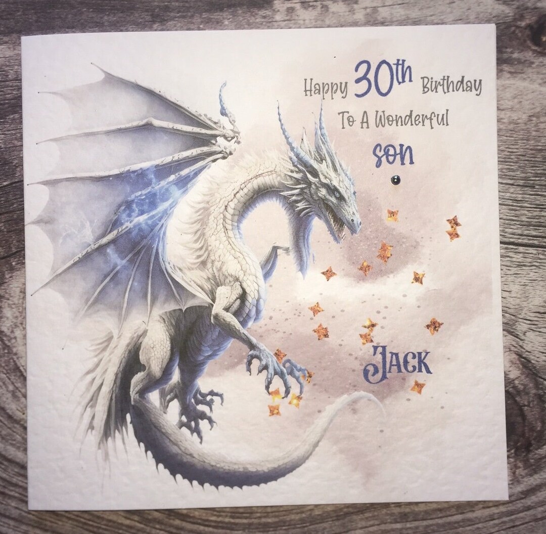 Dragon Birthday Card – Fantasy Greeting Card – Blank Inside – Purple - View #2