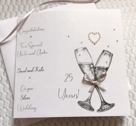 Silver Wedding Anniversary Card Handmade And Personalised Etsy