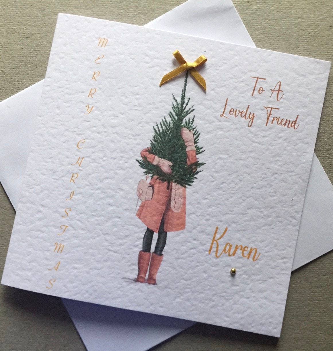 Pop Out Ornament Card Merry Christmas Handmade Card: Personalised/ Relation  And Name Can Be Added/ Best Friend/ Sister / Auntie/ Cousin / Girlfriend  Friend Christmas Cards, image size:1161x1224