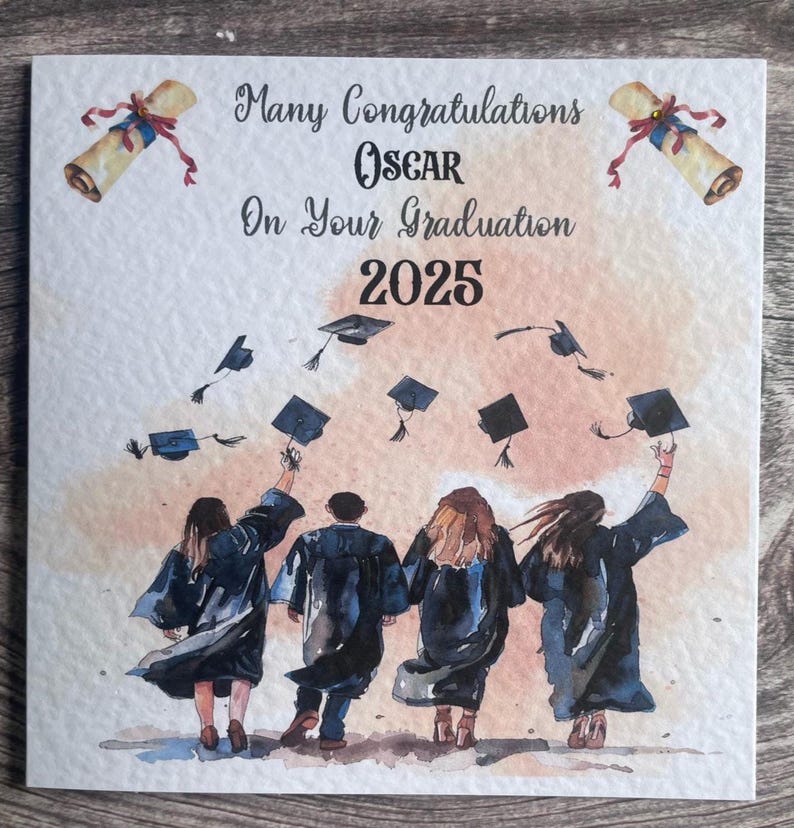 Graduation Him, Her, Graduating Class Card Cap and Scroll, Handmade and ...