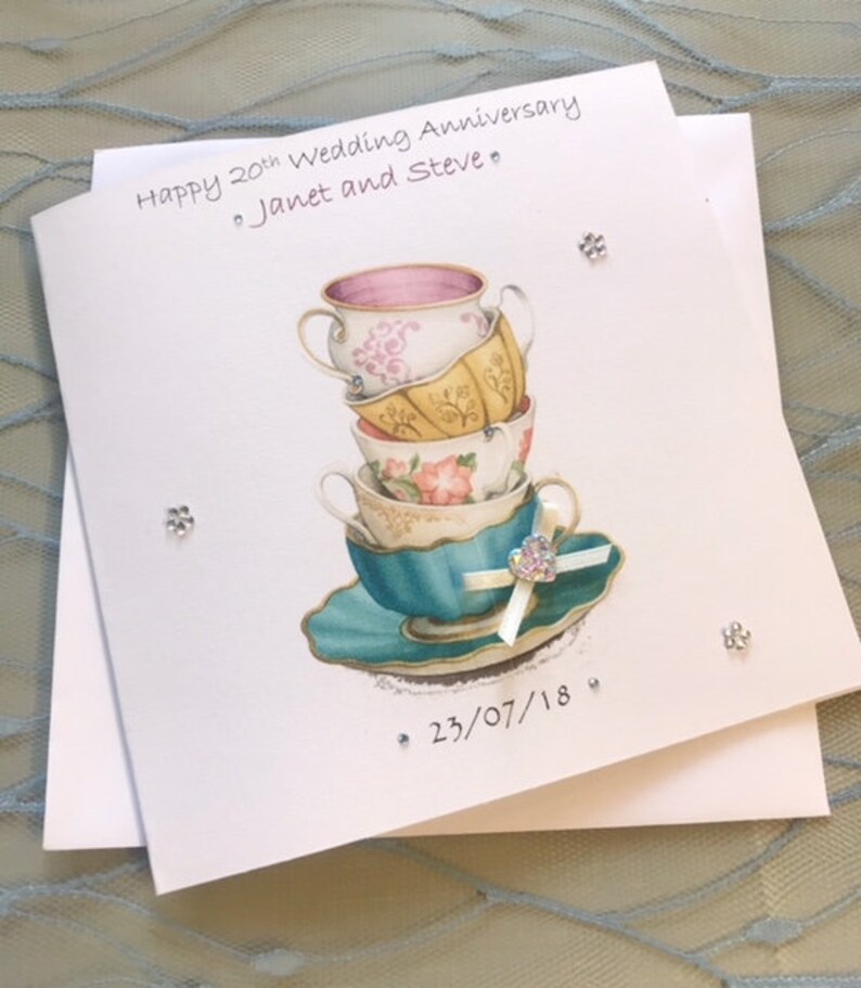 Stunning China Wedding Anniversary Handmade Card. 20th Etsy UK