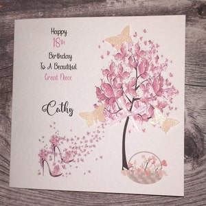 Happy birthday Butterflies  and heels card handmade and personalised/birthday/friend/mum/daughter/ sister/ niece/ cousin/ 16th/18th/ 21st