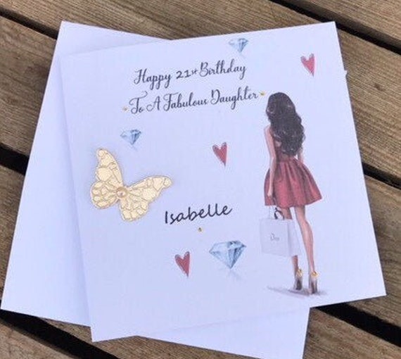 Happy Birthday Girly Card With 3d Butterfly Diamantes 18th Etsy