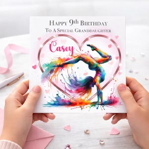 Girls Birthday Card Gymnastics Personalised , Gymnast Card,Dance Card, Granddaughter/Daughter/Niece etc, Card,Sports Birthday Card For her