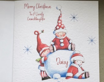 Merry Christmas handmade card: Personalised/ relation and name can be added/ best friend/ sister / auntie/ cousin / girlfriend/ couple/