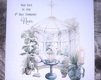 1st Holy Communion Card. Personalised with name. First Communion, Holy Communion Card for Him or Her.