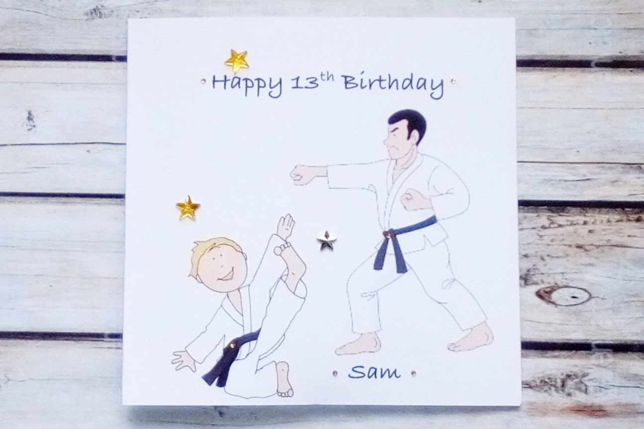 Karate Happy Birthday Card Handmade and Personalised With Etsy UK