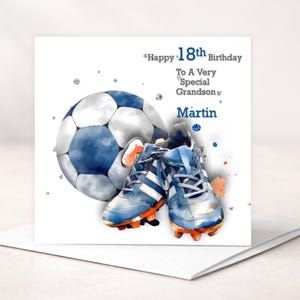Happy Birthday Football Card, For Him/Her Personalised Age,Name,Relation Son,Grandson, Niece,Nephew,Grandad,Daughter,Granddaughter etc image 3