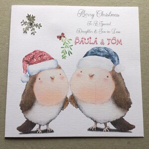 Merry Christmas Robin card for grandpa, grandma, nanny, mum, dad, sister, brother, friend ... handmade and personalised