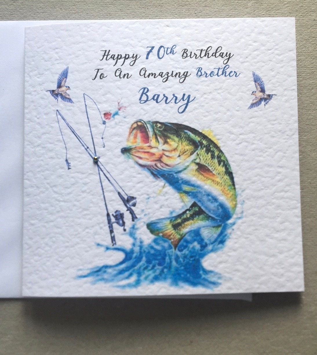 Happy Birthday Fishing Card Handmade Personalised, Son, Brother, Dad,  Uncle, Grandad, Any Relation Any Age. 