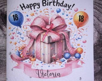 Happy Birthday Pop Up Card Colorful Balloons Fireworks 3D Gift Box With