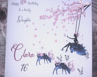 Female Happy birthday card/ daughter// granddaughter/ sister/ niece/ friend/ cousin/ handmade and personalised, any age.