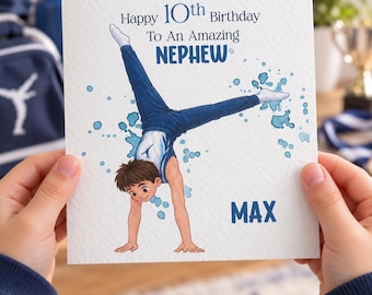 Boys Gymnast Birthday Card, Personalised with Name, Birthday Card for Son, Him, Gymnastics Rings Card, Boys Birthday, Nephew
