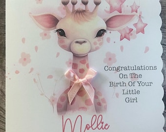 Welsh Baby Girl Card, Cymraes Fach, Pink Stars, Fabric - View #9